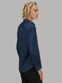Shirt woman xacus solid colour textured navy blue_3
