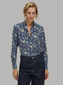 Shirt woman xacus pattern textured blue_1