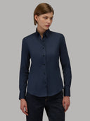 Shirt woman xacus solid colour poplin navy blue_1