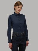 Shirt woman xacus solid colour poplin navy blue_7