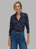Shirt woman xacus pattern textured dark blue_1