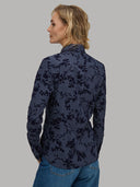 Shirt woman xacus pattern textured dark blue_3