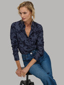 Shirt woman xacus pattern textured dark blue_6