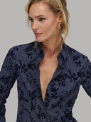 Shirt woman xacus pattern textured dark blue_7
