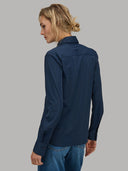 Shirt woman xacus solid colour textured navy blue_3