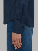 Shirt woman xacus solid colour textured navy blue_5