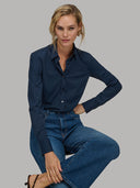 Shirt woman xacus solid colour textured navy blue_6
