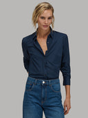 Shirt woman xacus solid colour textured navy blue_7