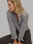 Shirt woman xacus stripe twill brown_7