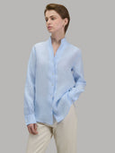 Shirt woman xacus solid colour linen light blue melange_6