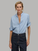 Shirt woman xacus solid colour twill light blue melange_1