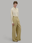 Pants woman xacus solid colour linen mustard_3