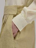 Pants woman xacus solid colour linen mustard_5