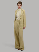 Pants woman xacus solid colour linen mustard_7