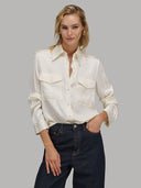 Shirt woman xacus solid colour satin beige_1