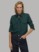 Shirt woman xacus solid colour twill teal_1