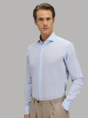 Shirt man xacus solid colour poplin light blue melange_3