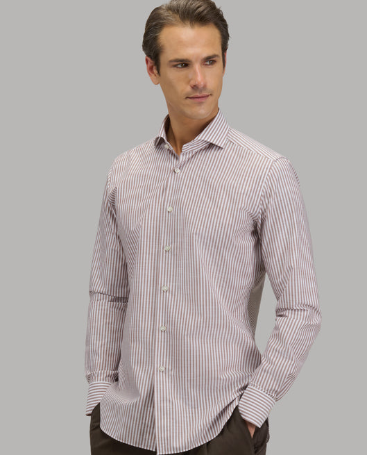 Shirt man xacus stripe poplin brown_6