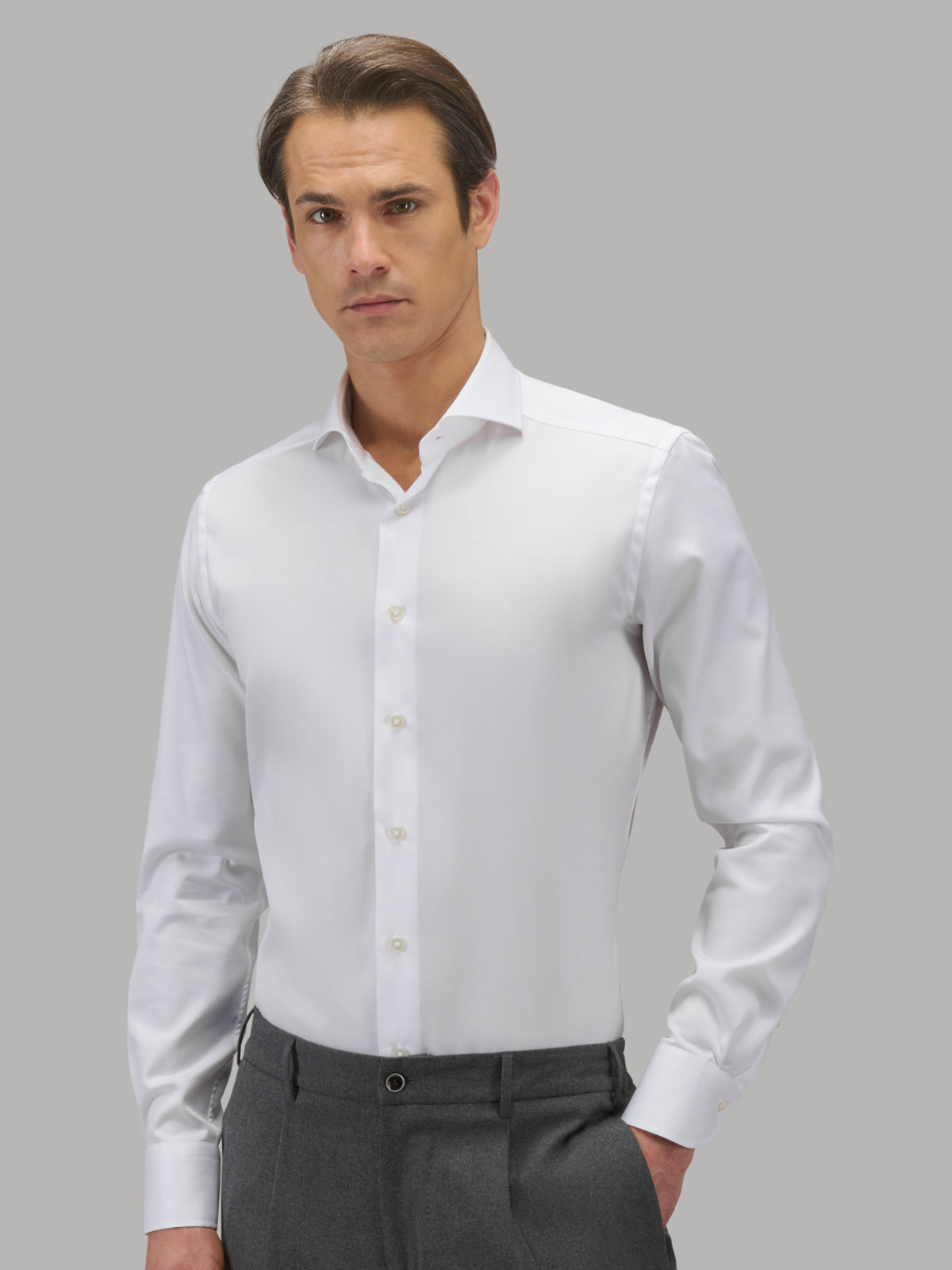Shirt Collar Cutaway Solid Colour Twill White – Xacus