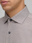 Shirt man xacus solid colour twill brown_2