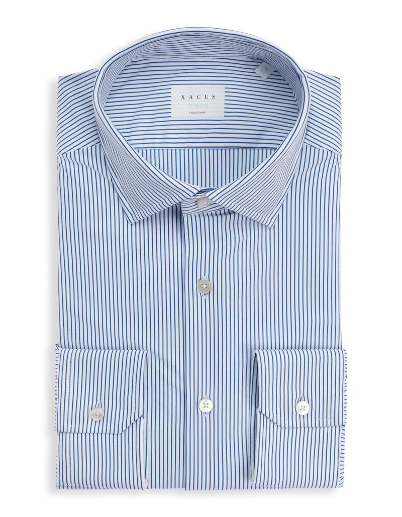 Blue Twill Stripe Shirt Collar spread para - Xacus