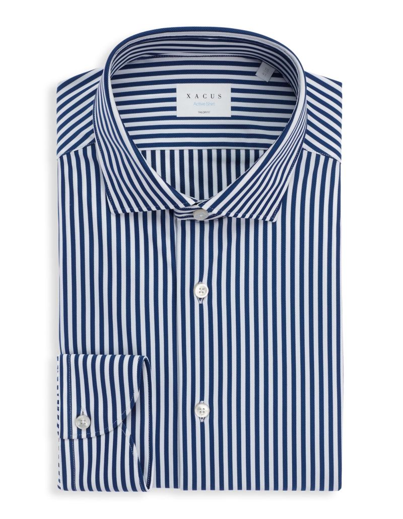 Dark Blue Twill Stripe Shirt Collar small cutaway for Male - Xacus