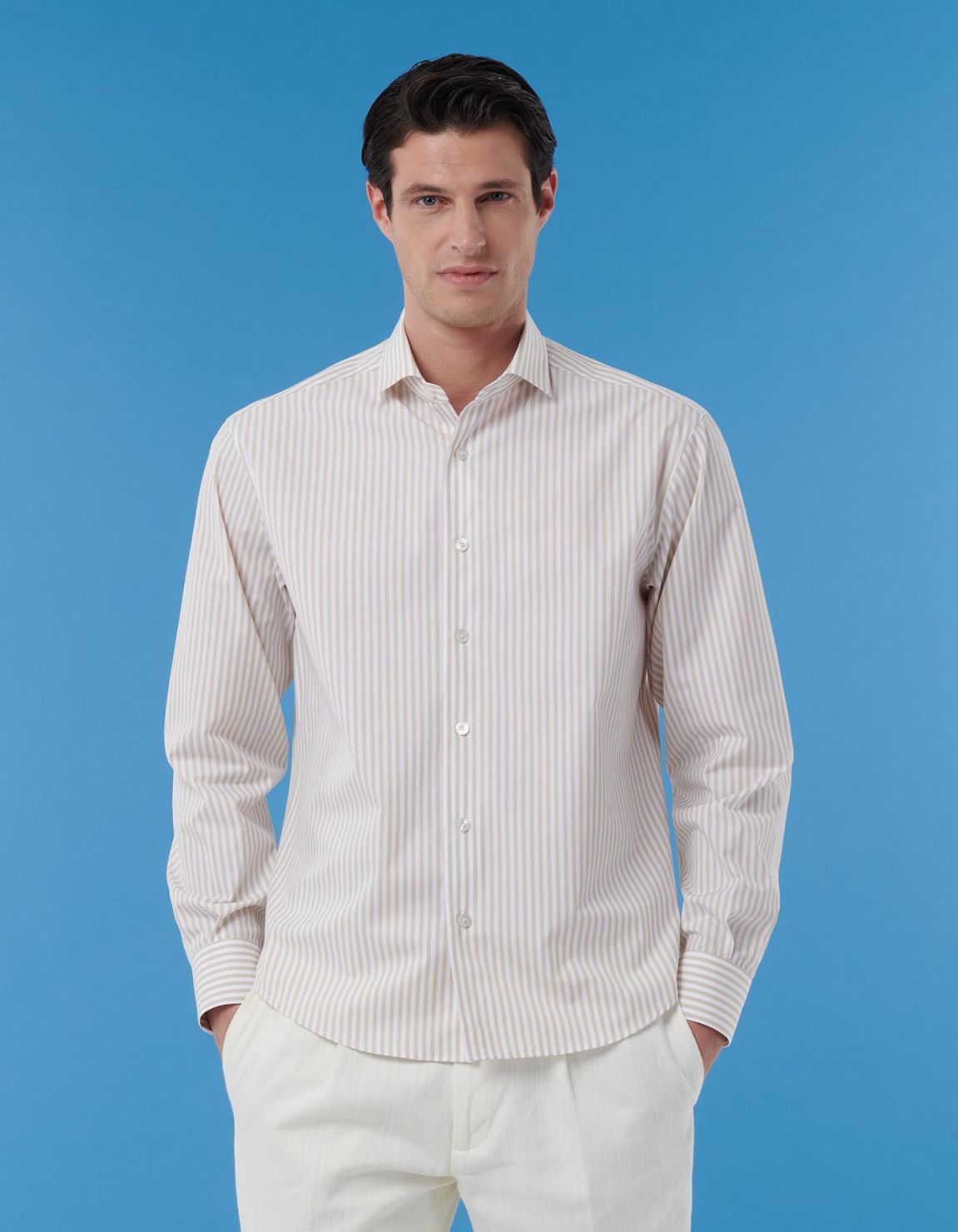 White Poplin Stripe Shirt Collar small cutaway Evolution Classic Fit 3