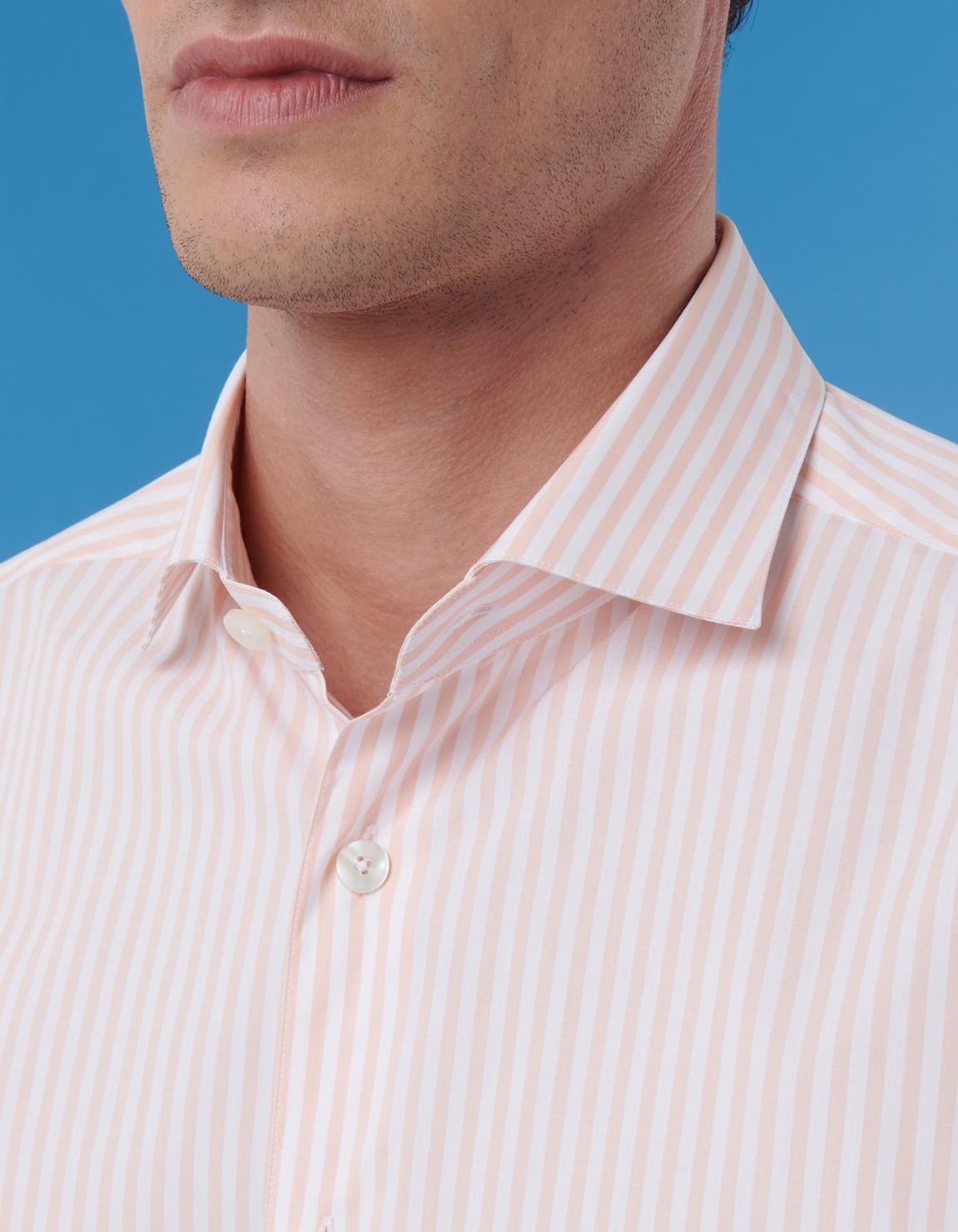 Salmon Poplin Stripe Shirt Collar small cutaway Evolution Classic Fit 2