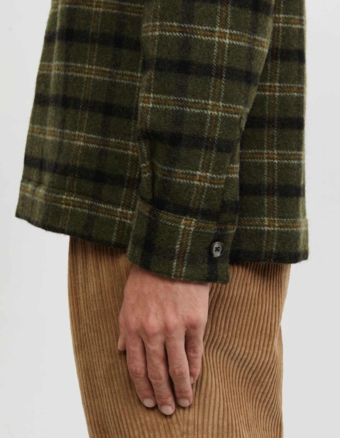 Dark Green Woven Check Shirt Collar spread Over 5