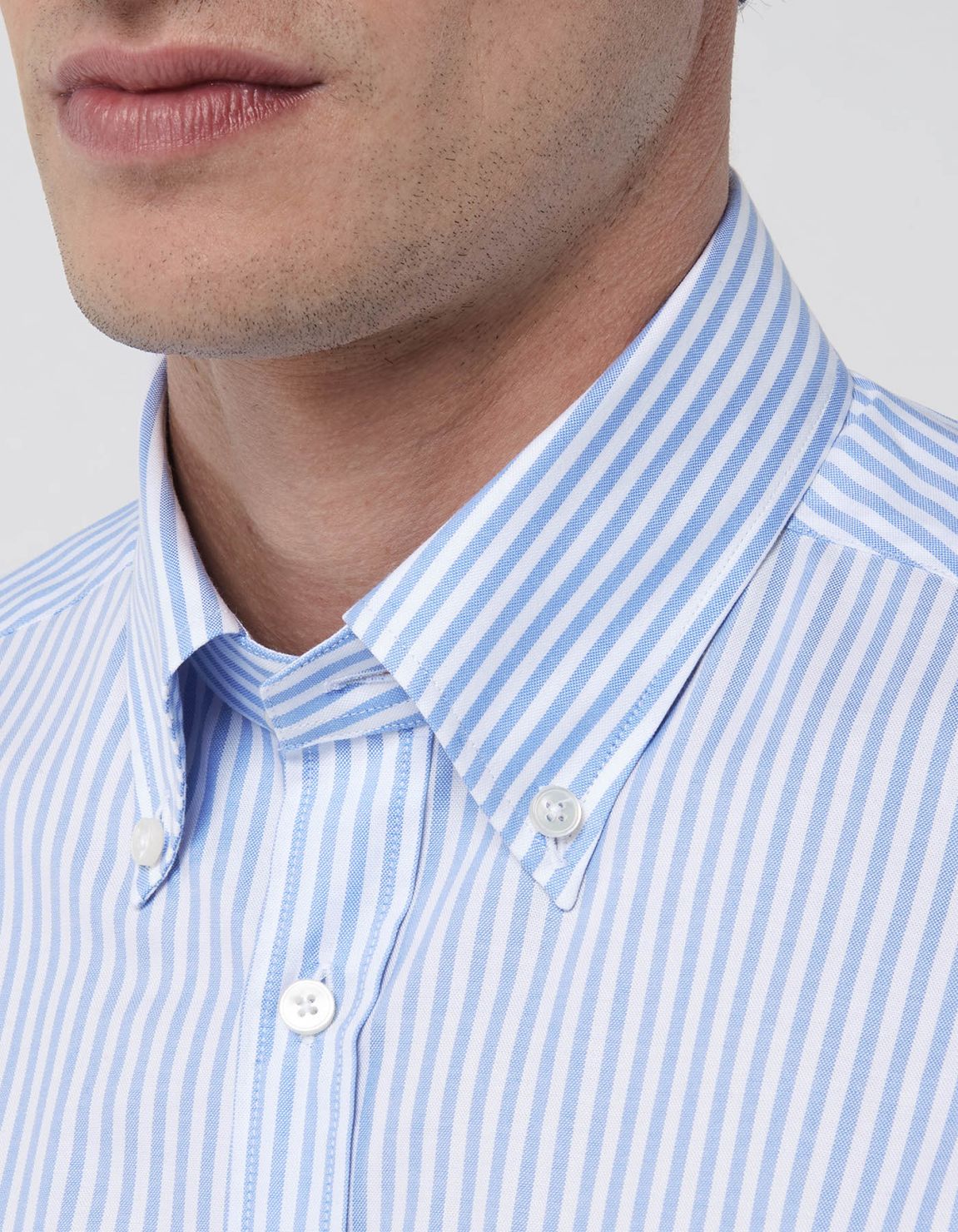 Deep Sky Blue Oxford Stripe Shirt Collar button down Evolution Classic Fit 2