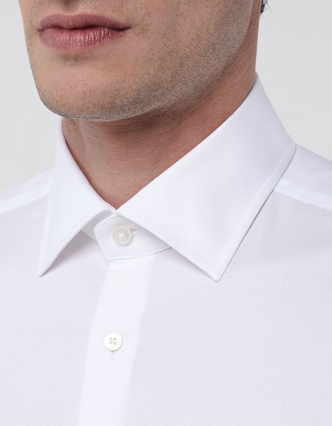 White Twill Solid colour Shirt Collar spread Evolution Classic Fit 2