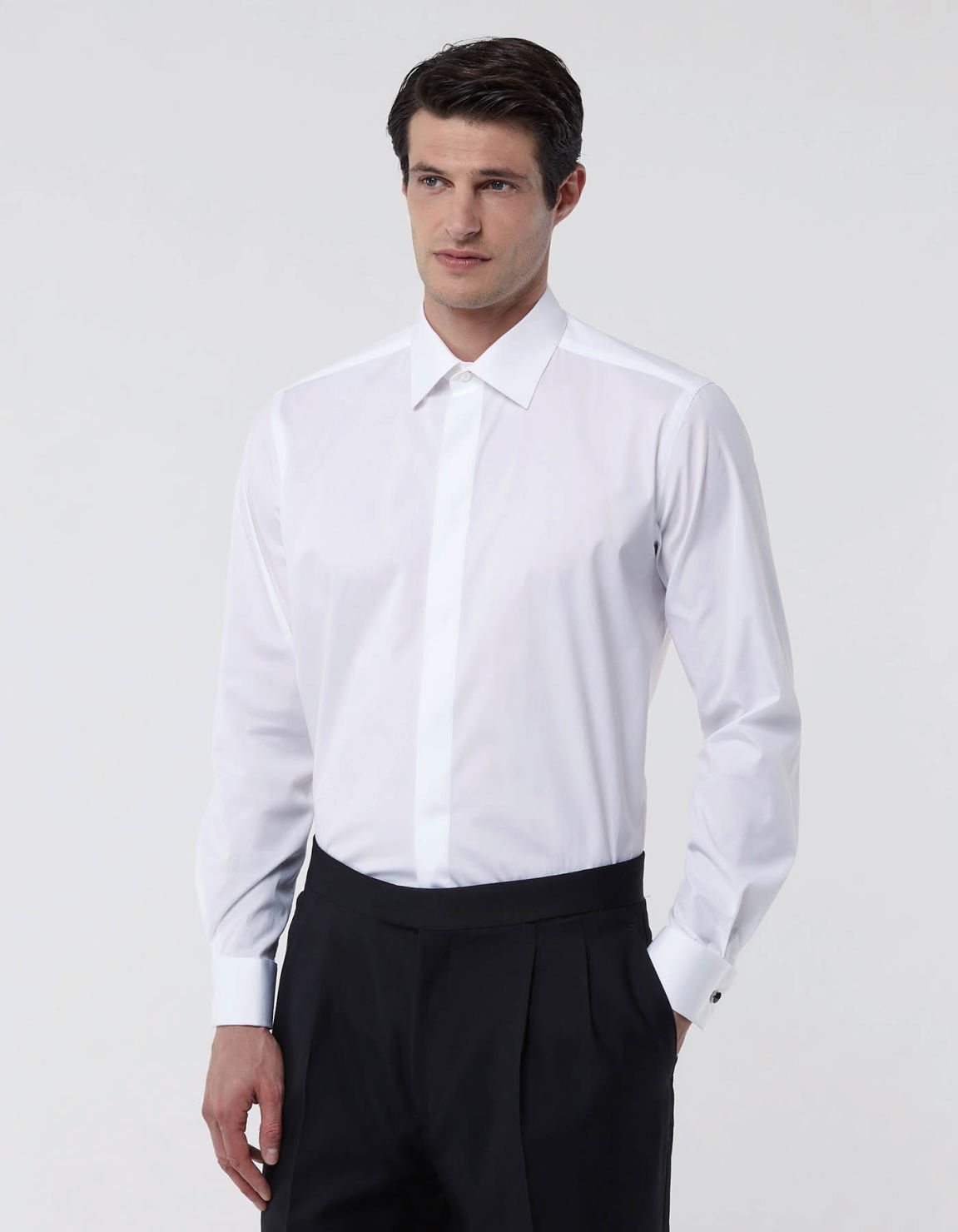 White Poplin Solid colour Shirt Collar spread Evolution Classic Fit 3