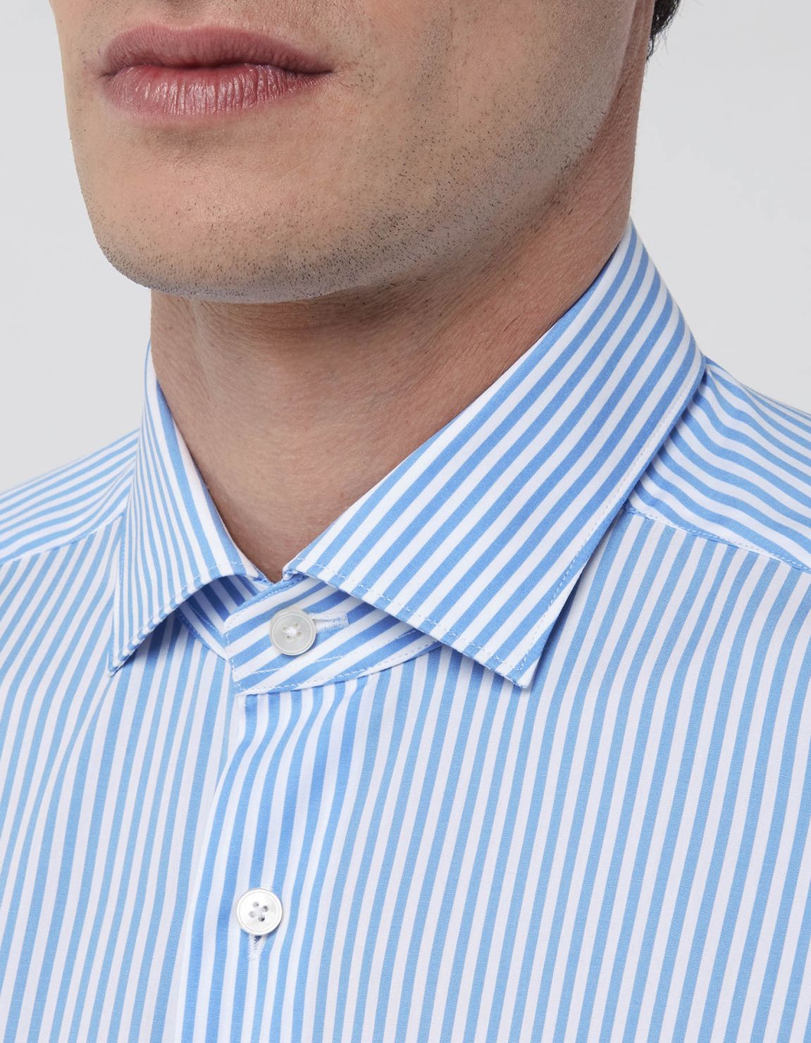 Light Blue Poplin Stripe Shirt Collar small cutaway Evolution Classic Fit 2