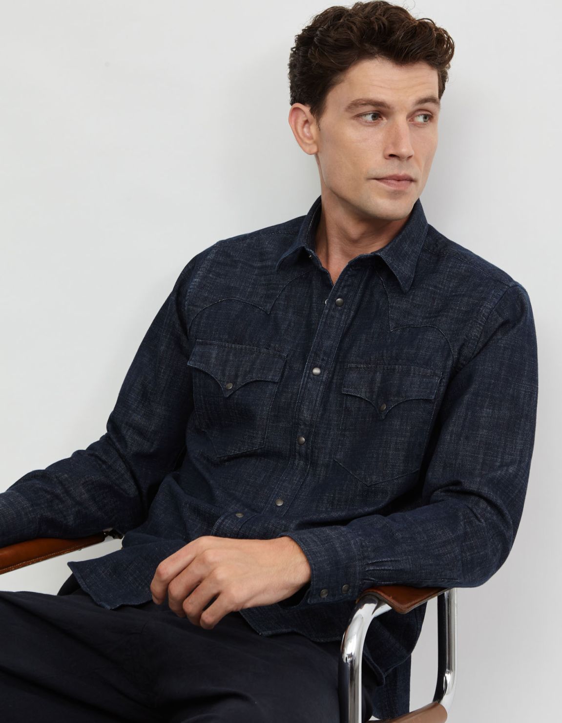 Dark Blue Twill Solid colour Shirt Collar spread Tailor Custom Fit 7