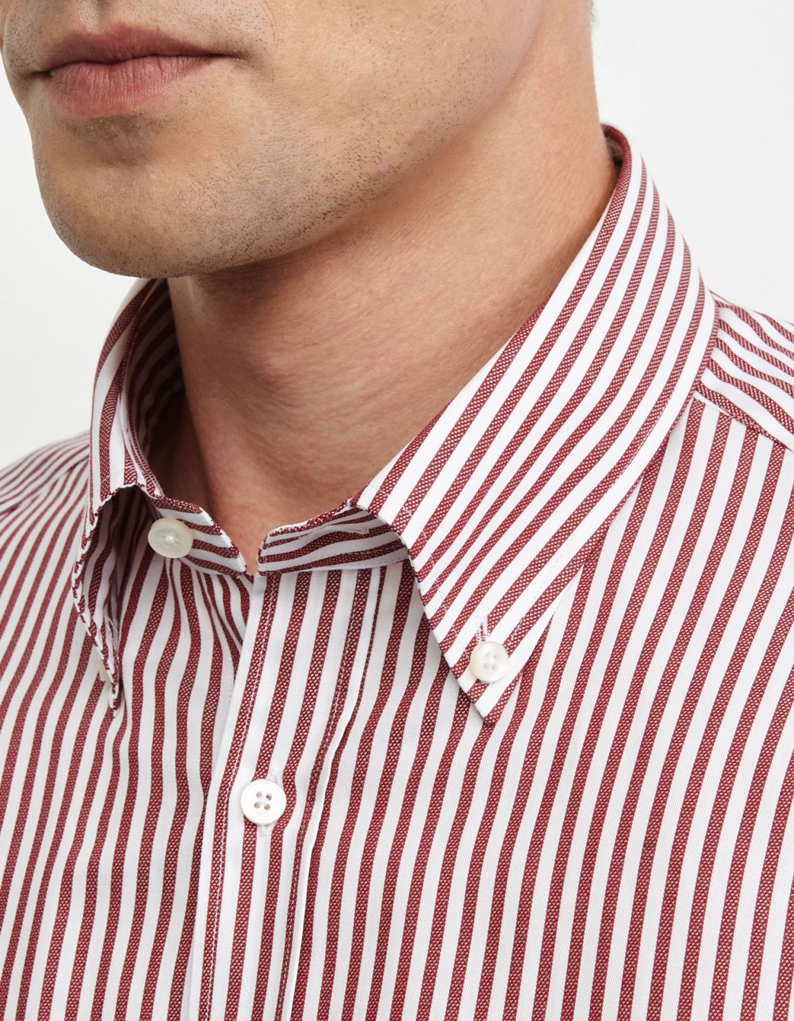 Red Textured Stripe Shirt Collar button down Tailor Custom Fit 1