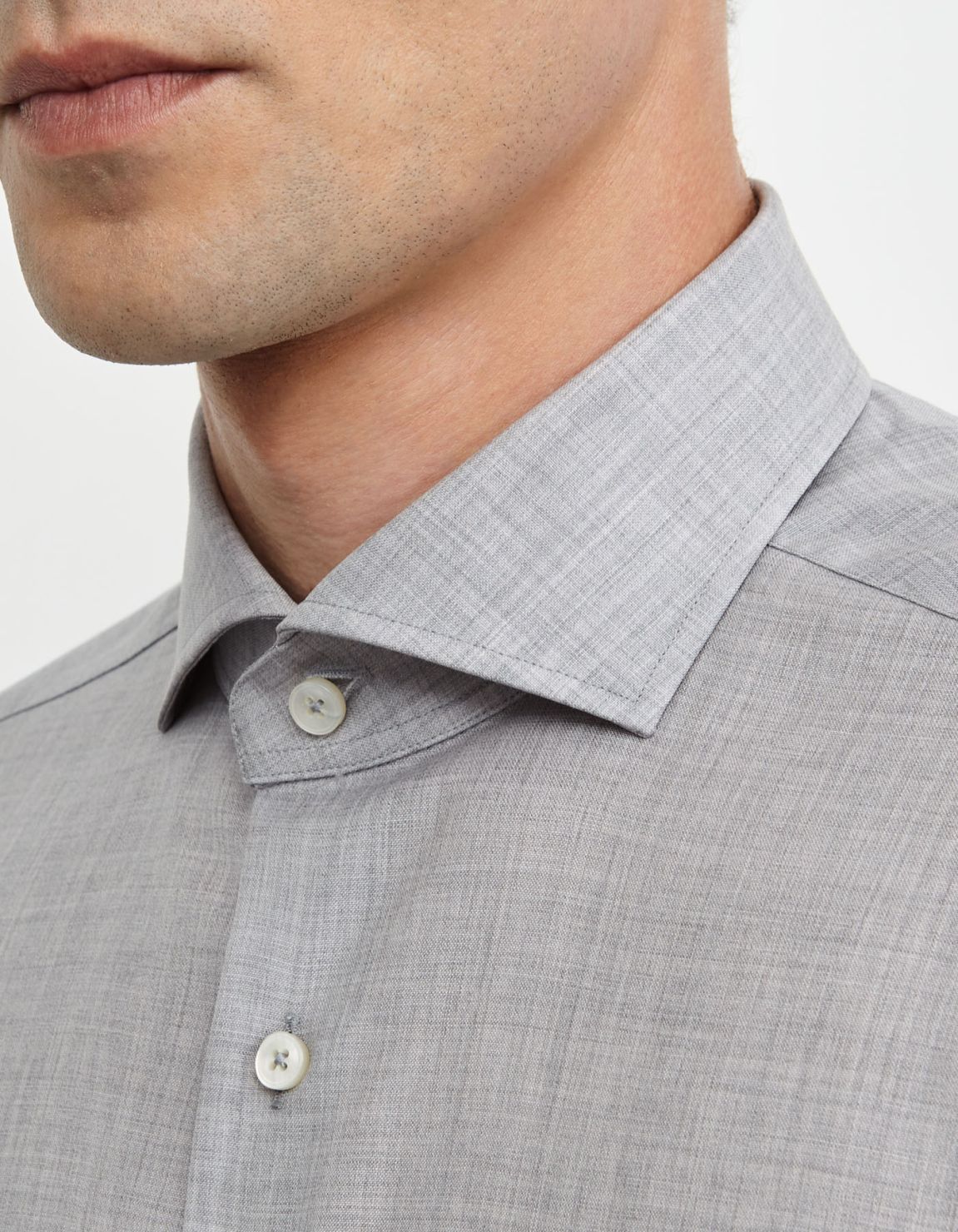 Camisa Cuello francés Liso Tela Gris jaspeado Tailor Custom Fit 2