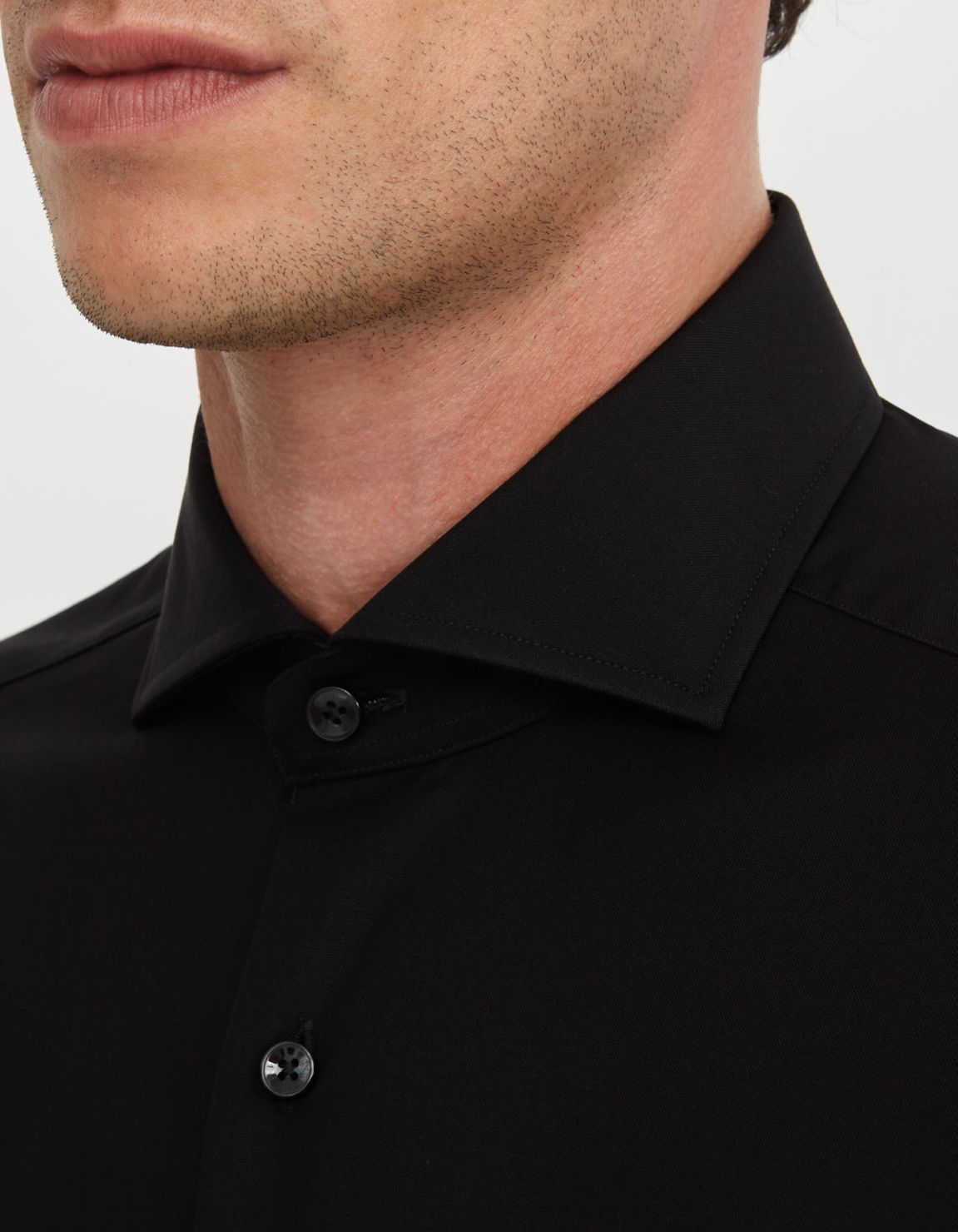 Camisa Cuello francés Liso Tela Negro Tailor Custom Fit 2