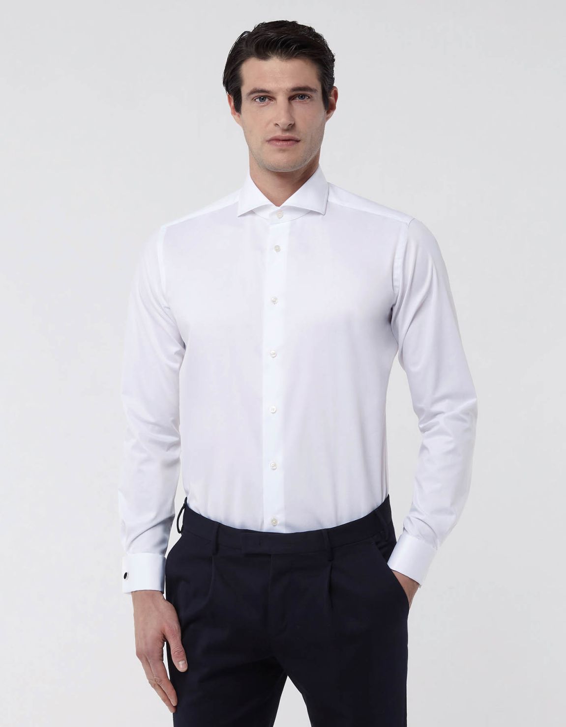 White Twill Solid colour Shirt Collar cutaway Tailor Custom Fit 3