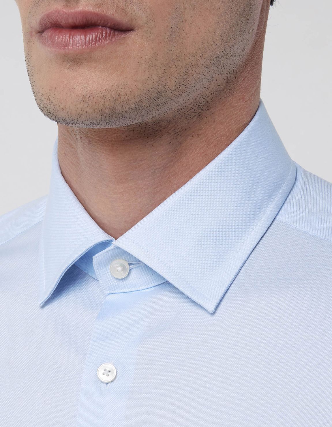 Sky Blue Oxford Solid colour Shirt Collar spread Tailor Custom Fit 2