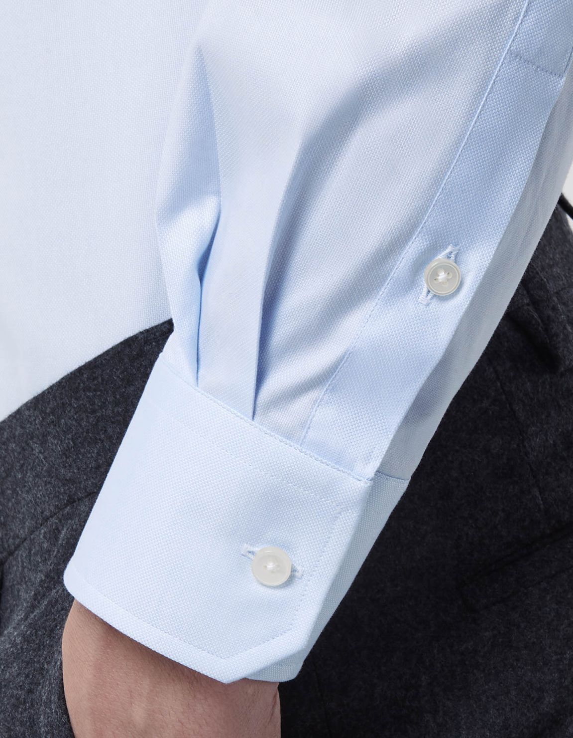 Sky Blue Oxford Solid colour Shirt Collar spread Tailor Custom Fit 5