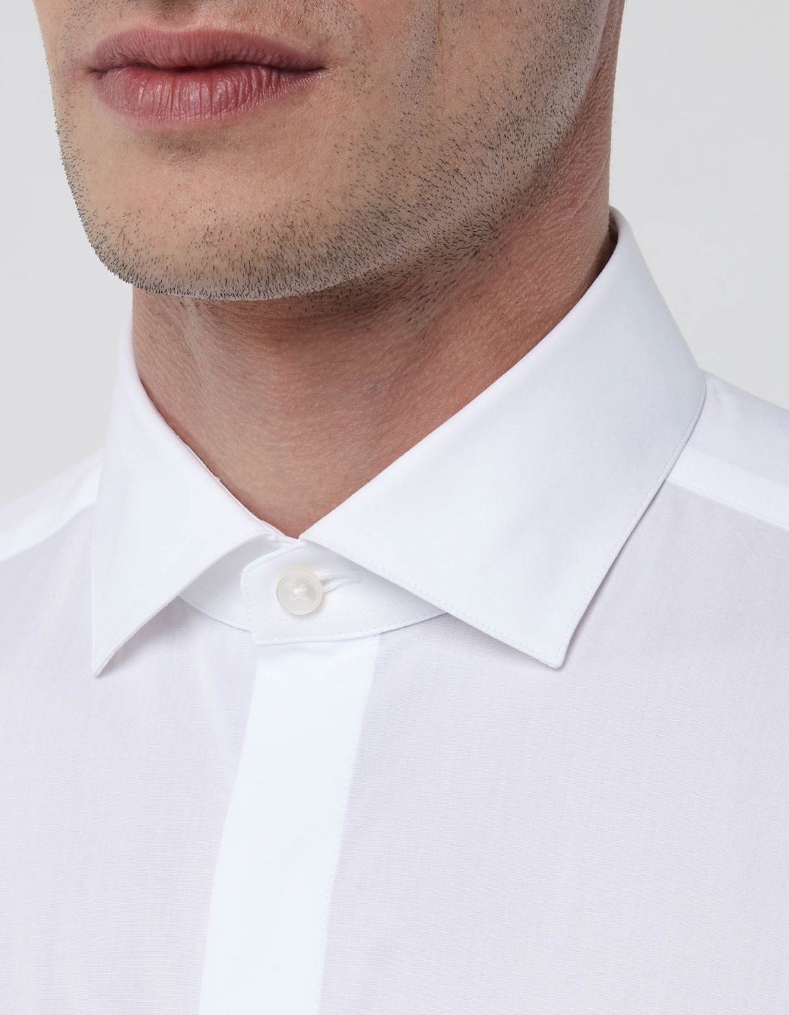 White Poplin Solid colour Shirt Collar cutaway Tailor Custom Fit 2