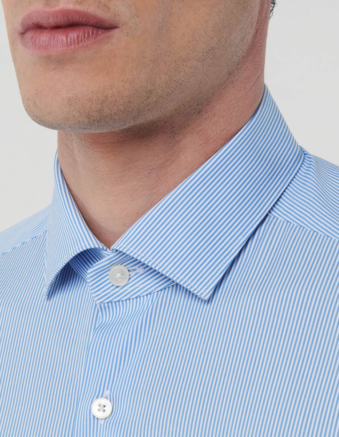 Sky Blue Poplin Stripe Shirt Collar small cutaway Tailor Custom Fit 2