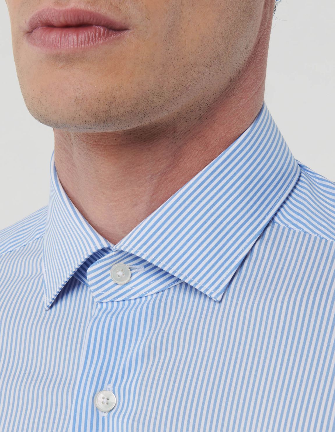 Light Blue Poplin Stripe Shirt Collar small cutaway Tailor Custom Fit 2