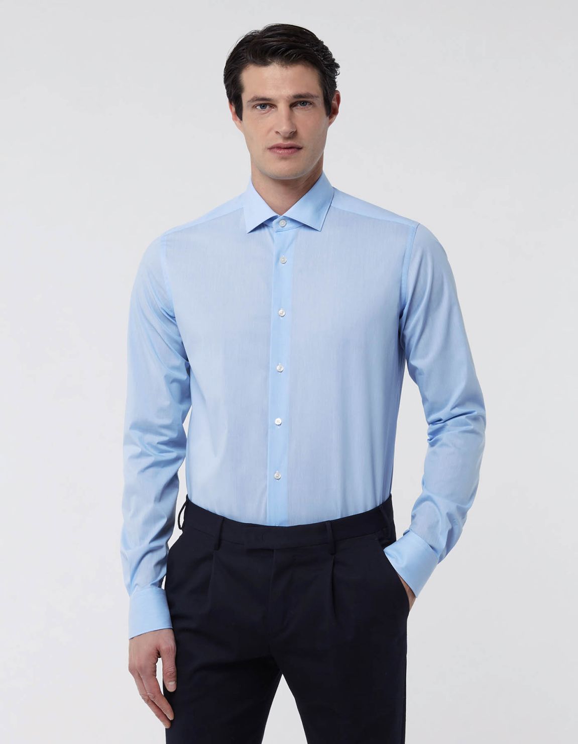 Chemise Col français petit Rayure Popeline Bleu ciel Tailor Custom Fit 3