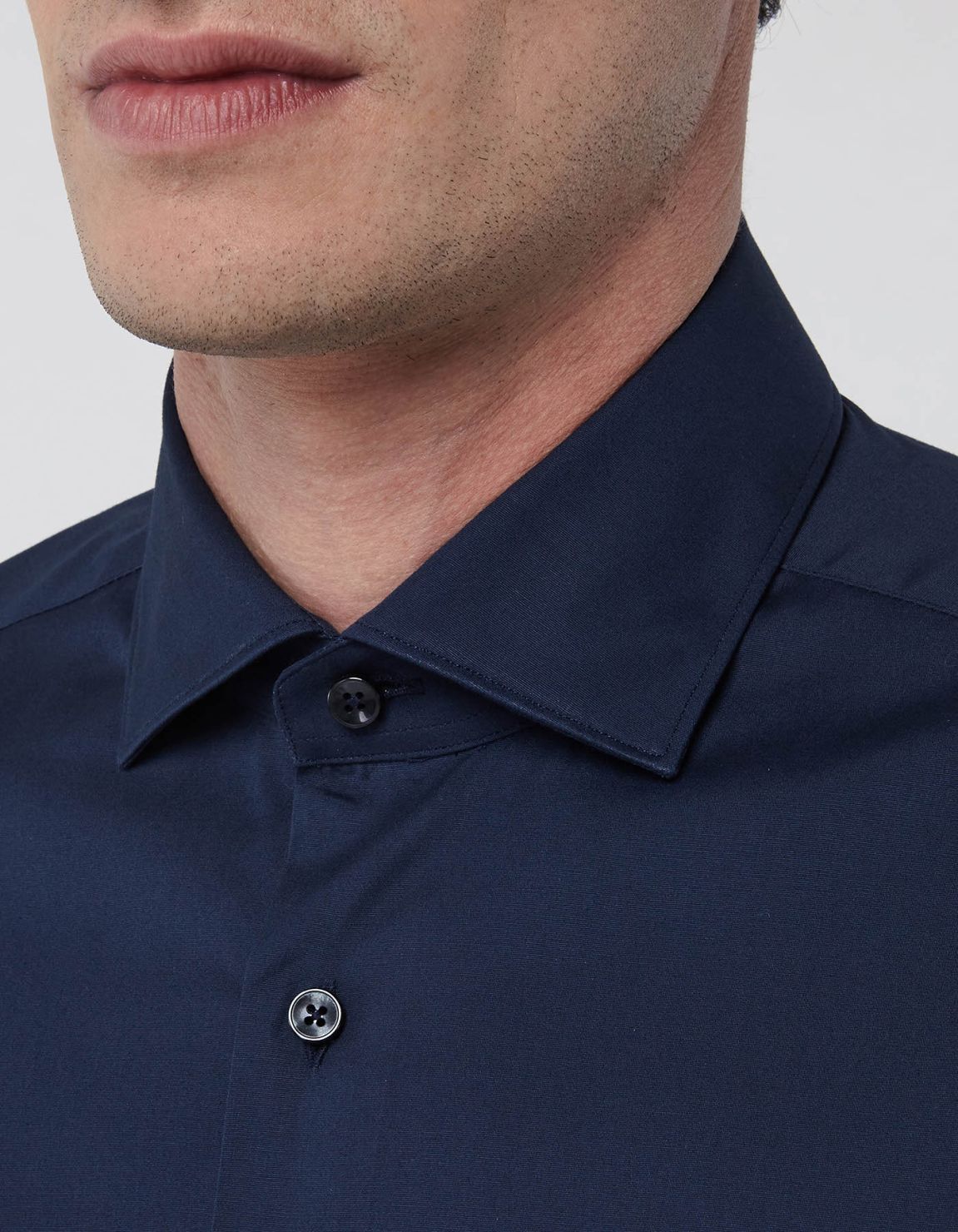 Chemise Col français petit Unie Popeline Bleu marine Tailor Custom Fit 2