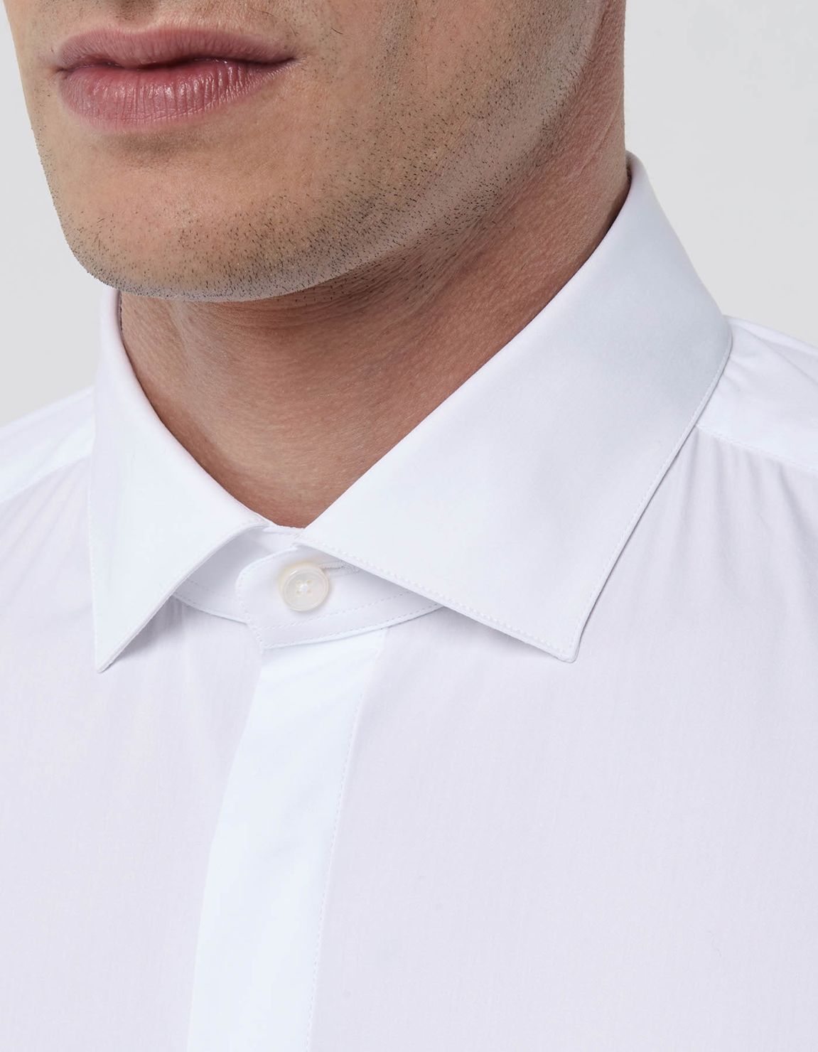 White Poplin Solid colour Shirt Collar cutaway Slim Fit 2