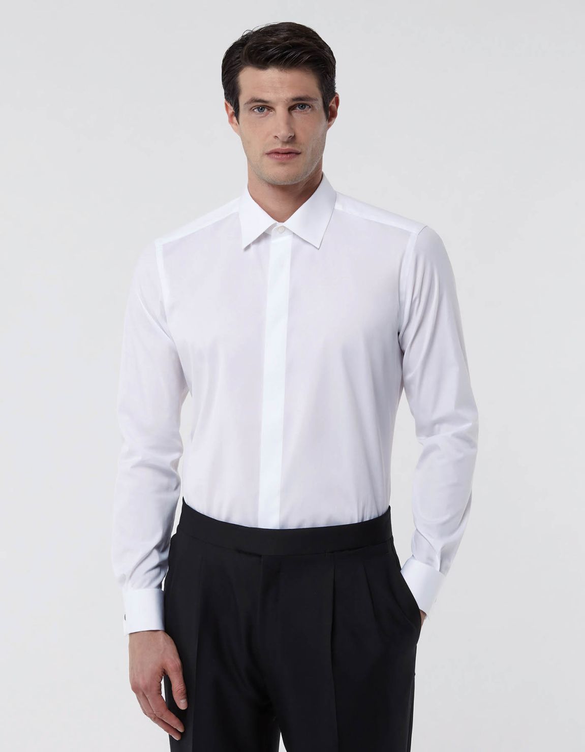 White Poplin Solid colour Shirt Collar spread Slim Fit 3