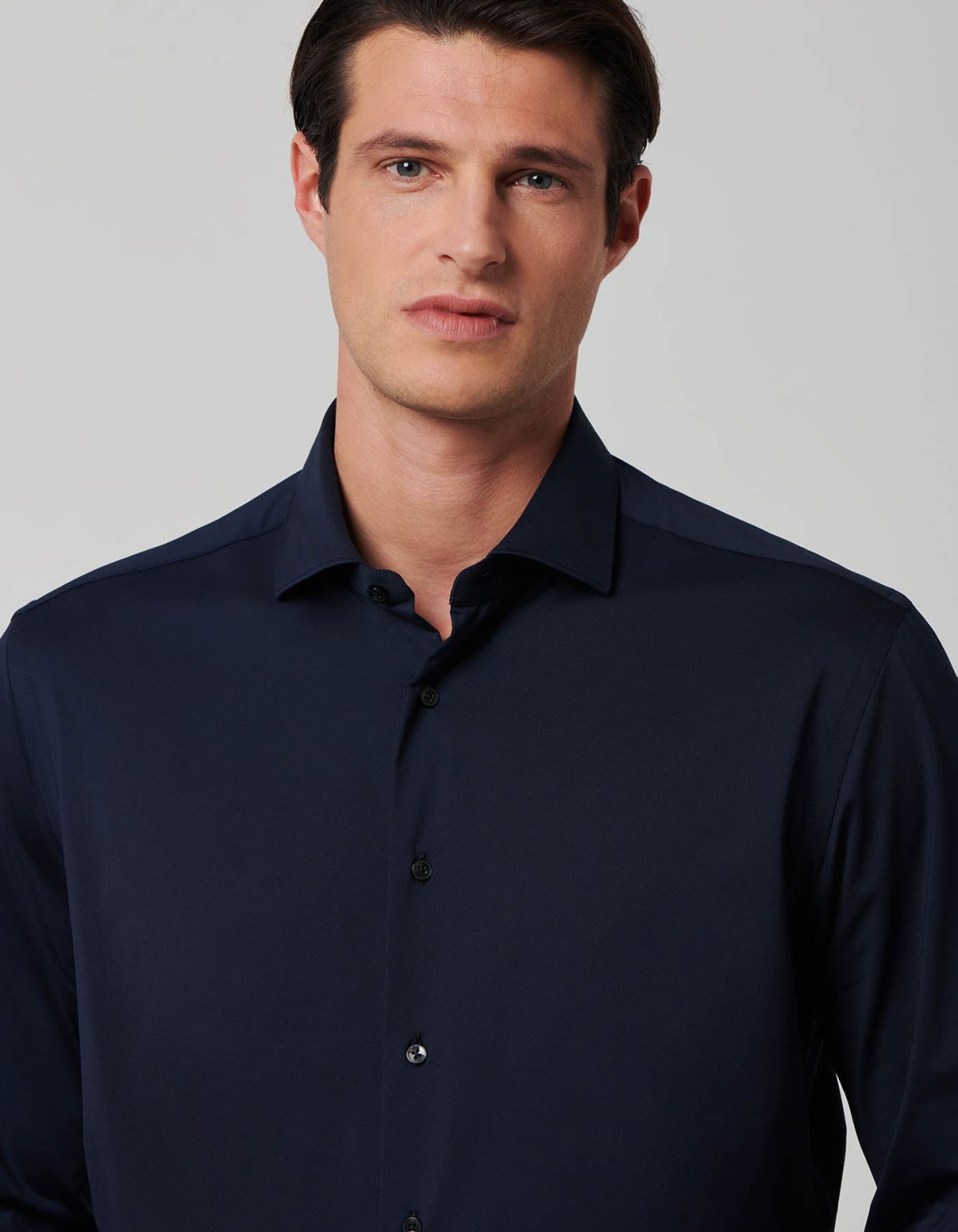 Navy Blue Textured Solid colour Shirt Collar small cutaway for - Xacus