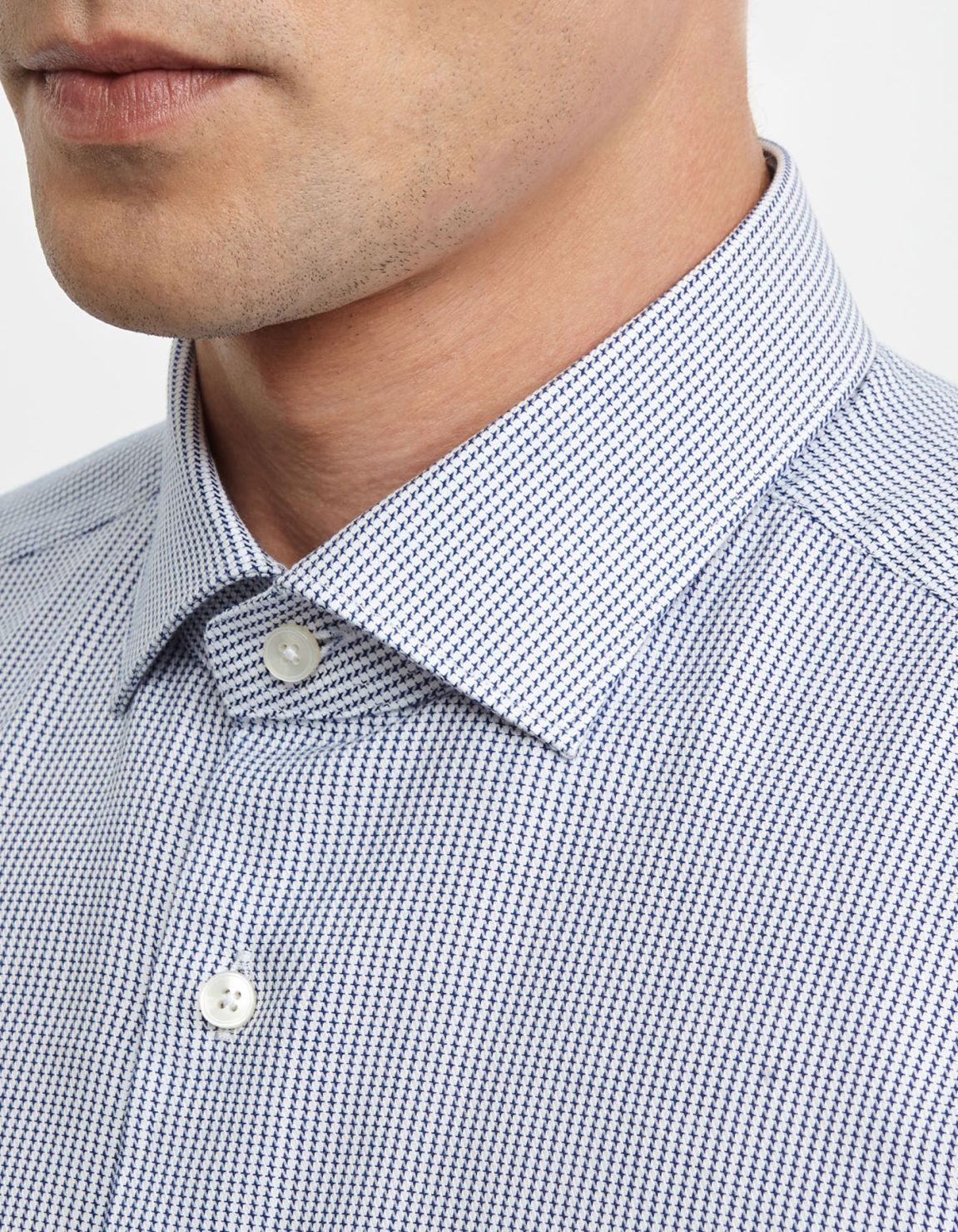 Blue Textured Pattern Shirt Collar small cutaway Slim Fit 2