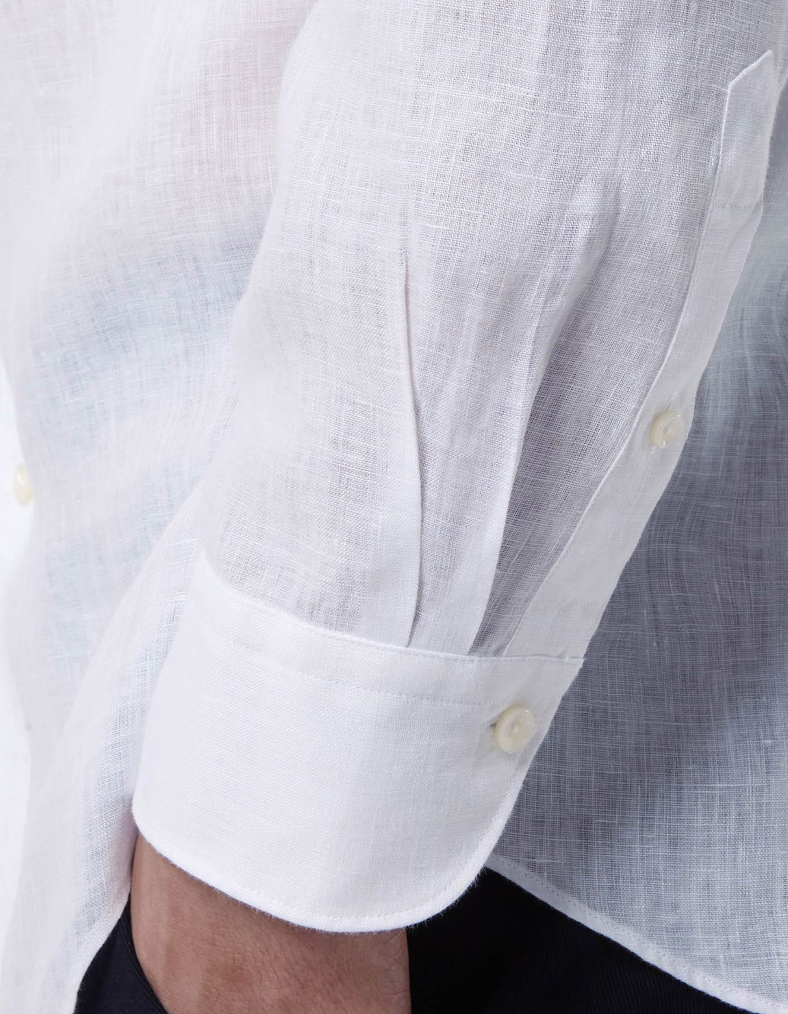 Camisa Cuello francés Liso Lino Blanco Tailor Custom Fit 6